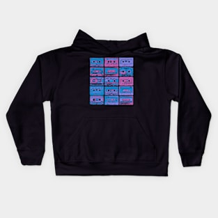 Cassette Tapes - Retro 80's 90's Analog Vinyl Music Blue Kids Hoodie